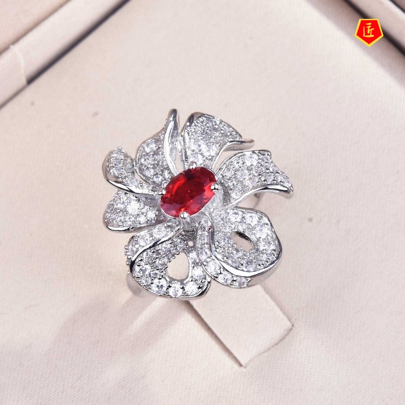 [Ready Stock]Women's Luxury Natural Ruby Butterfly Ring Fashion Design