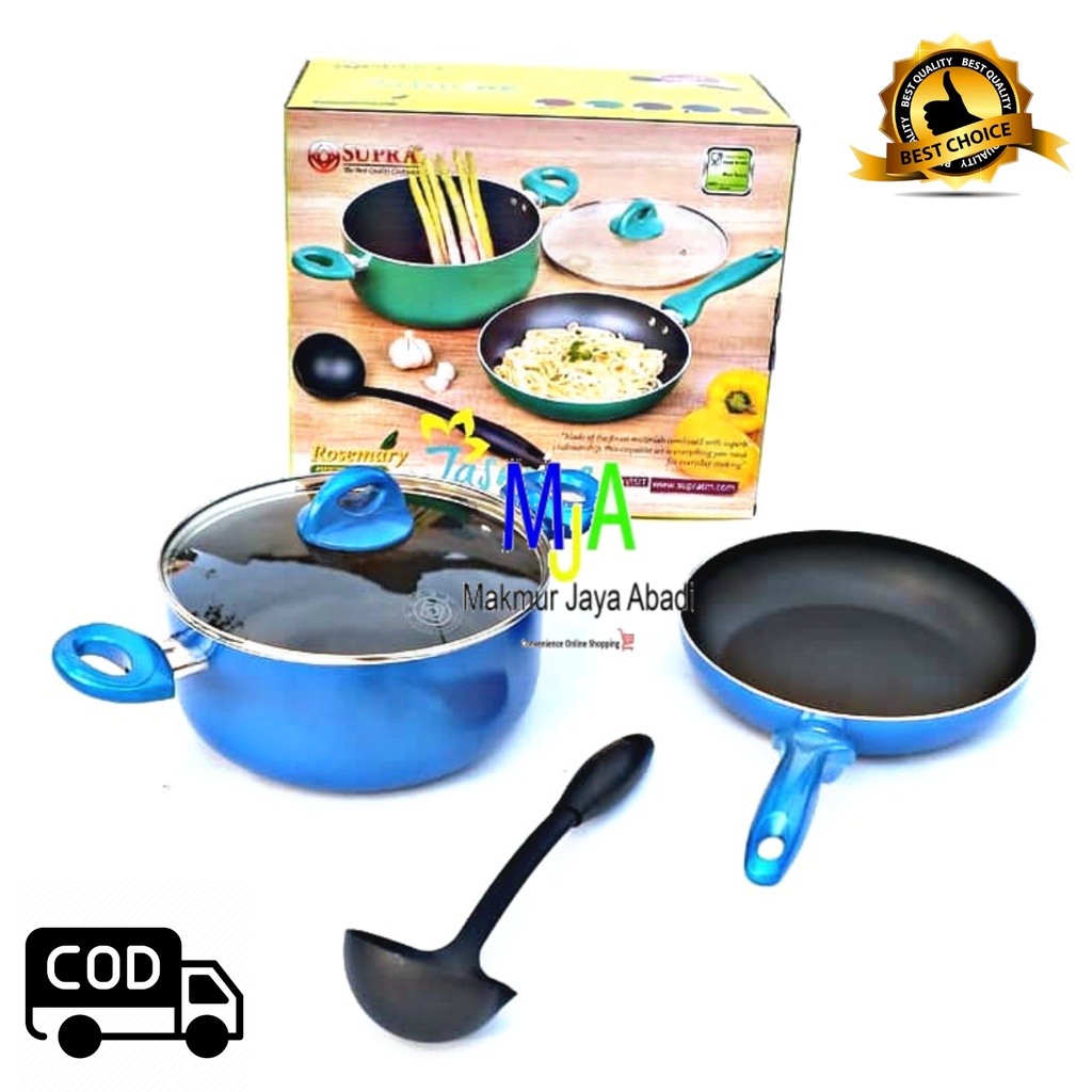 (BISA COD) Supra Rosemary Jasmine Set  COOKWARE SET 3 pcs/Panci Stainless/Panci Set/Bonus Spatula