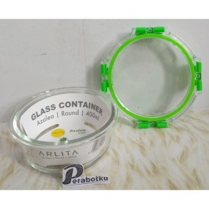 terlaris produk  ARLITA AZALEA ROUND GREEN Glass Container 400 ML - BY KIRINbarang ready