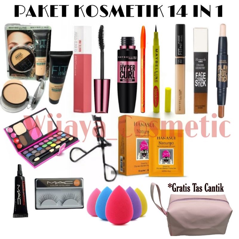 Paket Make up Maybelline Lengkap 14 in 1 - Kosmetik - Kecantikan - Make up