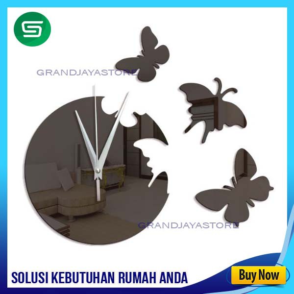 3D DIY Jam Kupu-kupu Akrilik Jam Dinding Kamar Tidur Dekorasi Stiker Dinding Jam Dinding Modern