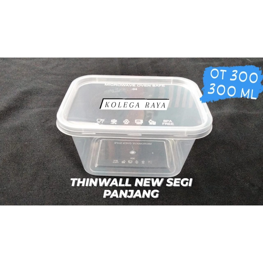 Thinwall Plastik FoodGrade Kotak Persegi Rectangle OT 300ML Isi 25PCS