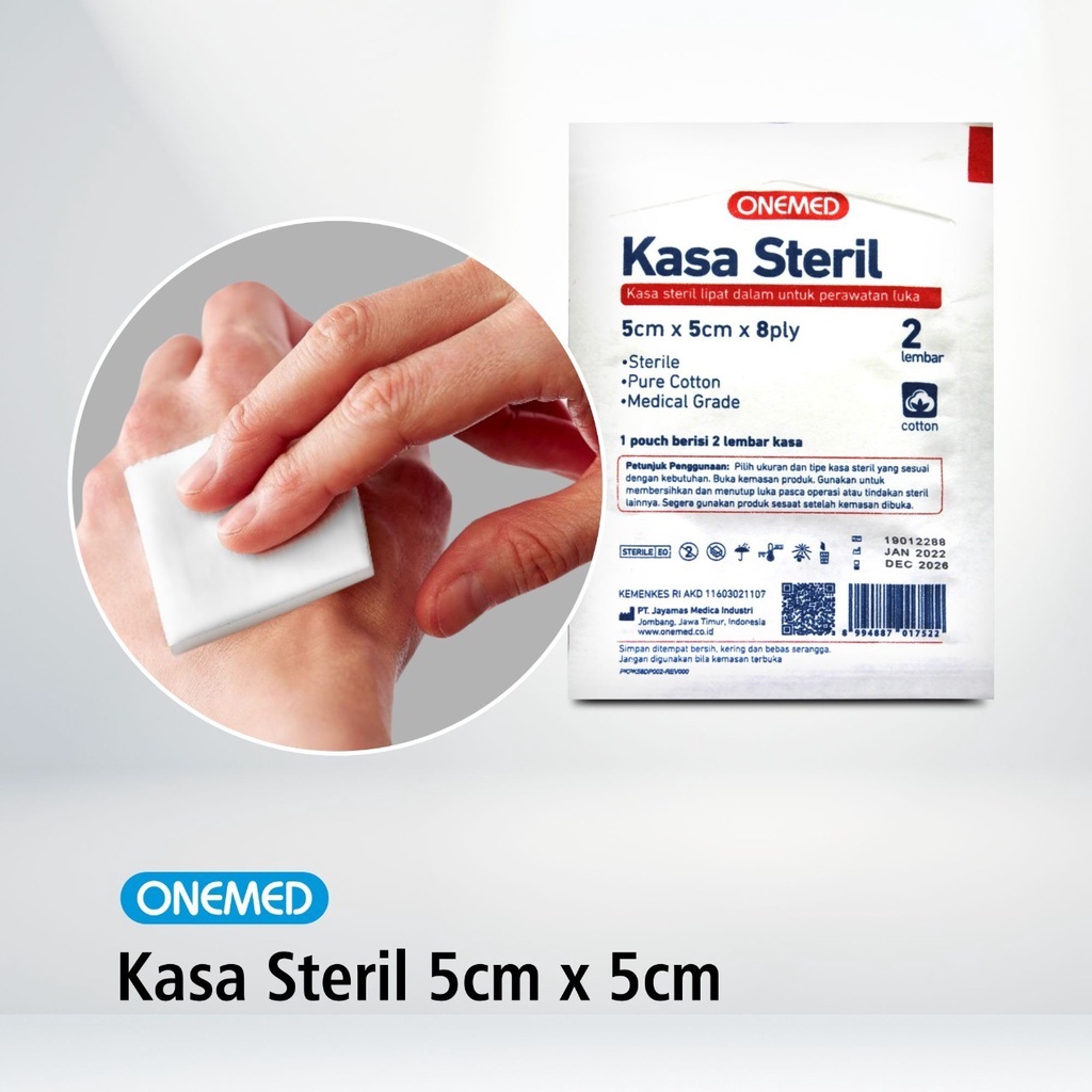 Kasa Steril 5 cm x 5 cm OneMed 8 ply Isi 2 Lembar