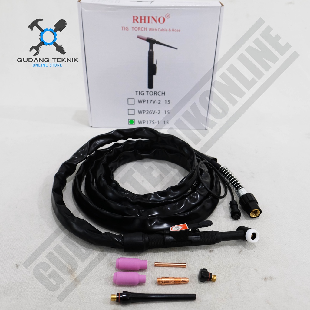 Tig Torch Rhino Stang Las Argon Rhino WP 17V-2 15 / WP 17S-1 Las Argon WP17V2 15 / WP17S1