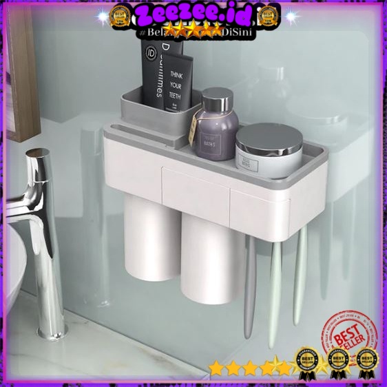 Rak Gantung Kamar Mandi Organizer 2 Cup + Holder Smartphone - A1615 - Gray