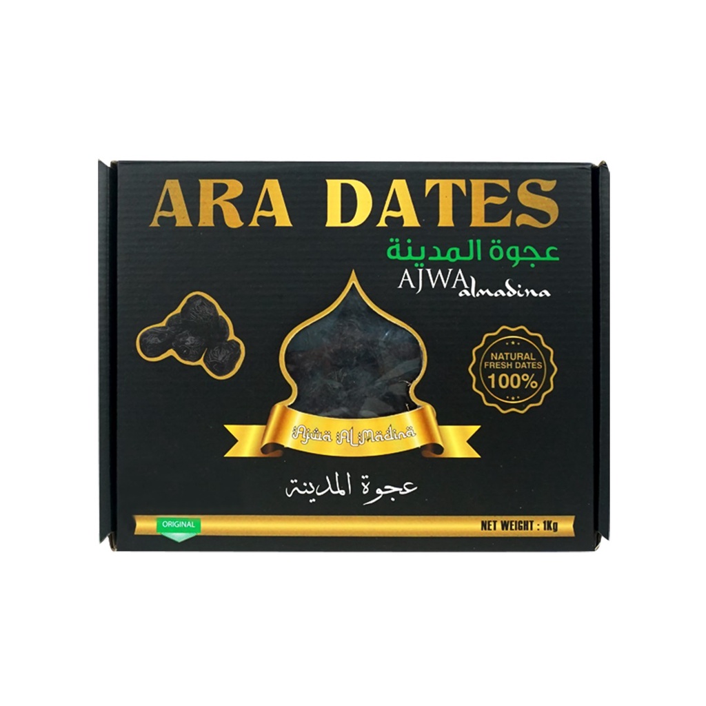 Kurma Ajwa Ara Dates 1kg Original Kemtan Hitam