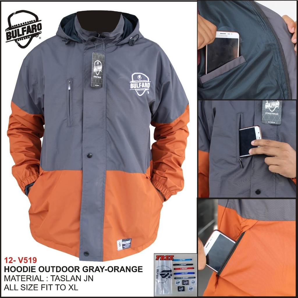 Jaket Gunung BULFARO ANTI AIR Pria/Wanita / Jaket Motor Hoodie Outdoor Taslan JN Waterproof