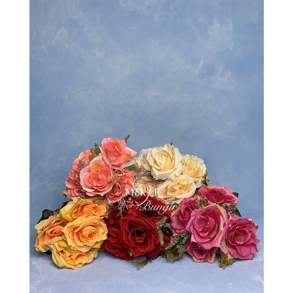 (HS 1591) - Bunga Artifisial Rose Rustic Foam Acc x 5 Dekorasi Pelaminan Hantaran Buket Bunga