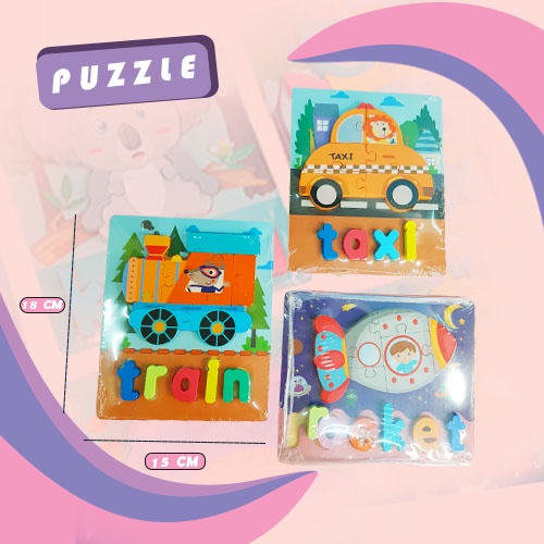 Mainan Anak Edukasi Puzzle/ Mainan Anak Edukatif Puzzle Mini/ Puzzle Kayu/ Puzzle Bentuk Transportasi/ Puzzle Bentuk Hewan 721D