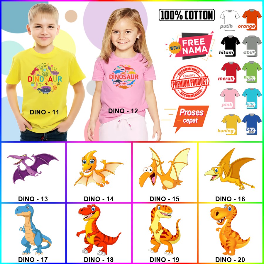 Kaos Ulang Tahun Dinosaurus Dino ULTAH COUPLE ANAK DAN DEWASA