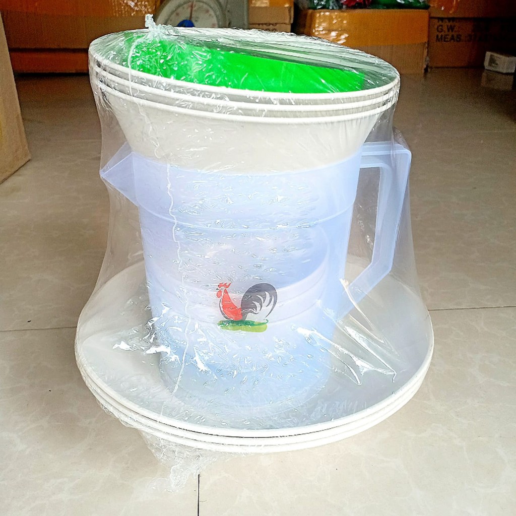 [ TERMURAH  ] alat makan set  Piring mangkuk teko Set peralatan dinner set scp ayam jago