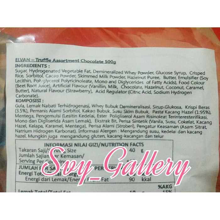 

ELVAN TRUFFLE CHOCOLATE 500GR / COKLAT TRUFFLE ELVAN TURKI - COCONUT