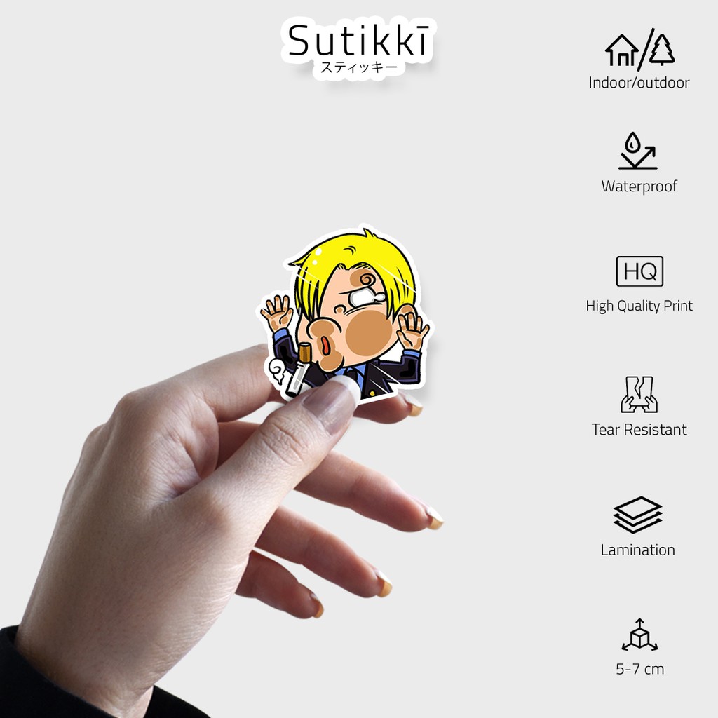 Sutikki | Sticker Pack One Piece Paste Glass Tempel Kaca Nemplok Chibi Cibi Stiker Laptop Vinyl