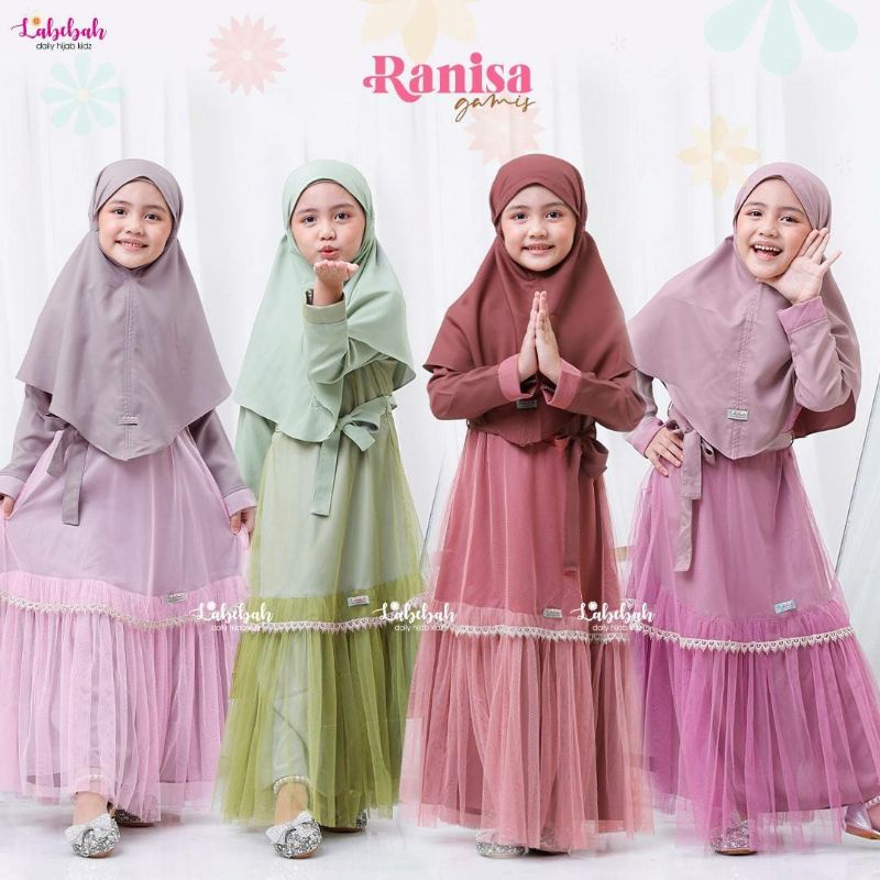 Dress Ranisa Kids -1 Set- Gamis Pesta Anak Syari by Wanoja