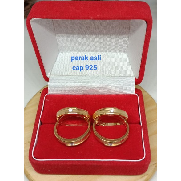 Cincin Cor mata 1, Perak 925, Sepuh Emas Rosegold