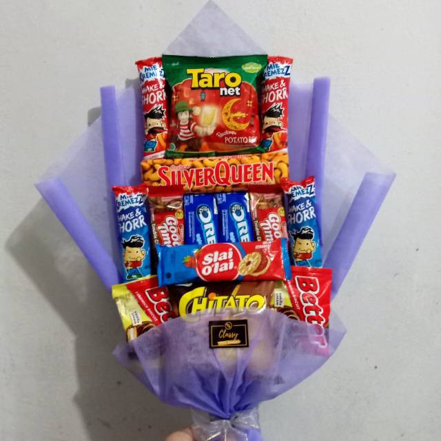 

Snack Bouquet / Bucket Buket Bunga Snack Jajan / Hadiah Kado Wisuda / Skripsi / Anniversary / Ultah