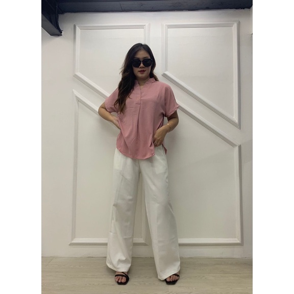 Viola crinkle shirt - atasan kemeja blouse wanita krinkle - Loose shirt