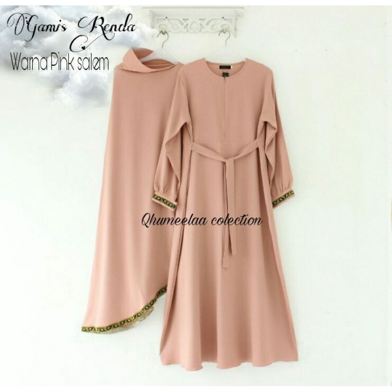 set gamis renda tempel