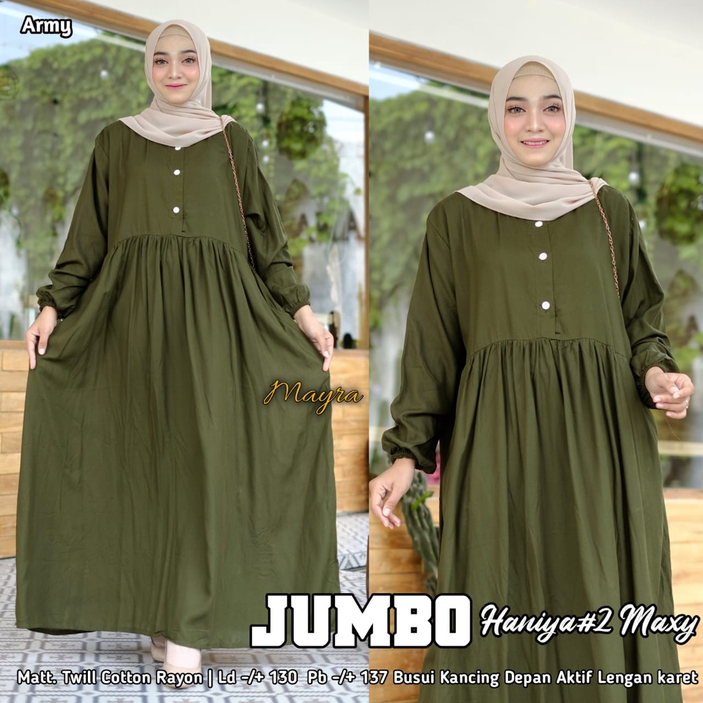[Bayar Di tempat]. haniya 2 DRESS XXXL JUMBO / BAHAN RAYON TWILL / GAMIS SYARI LD 130-6