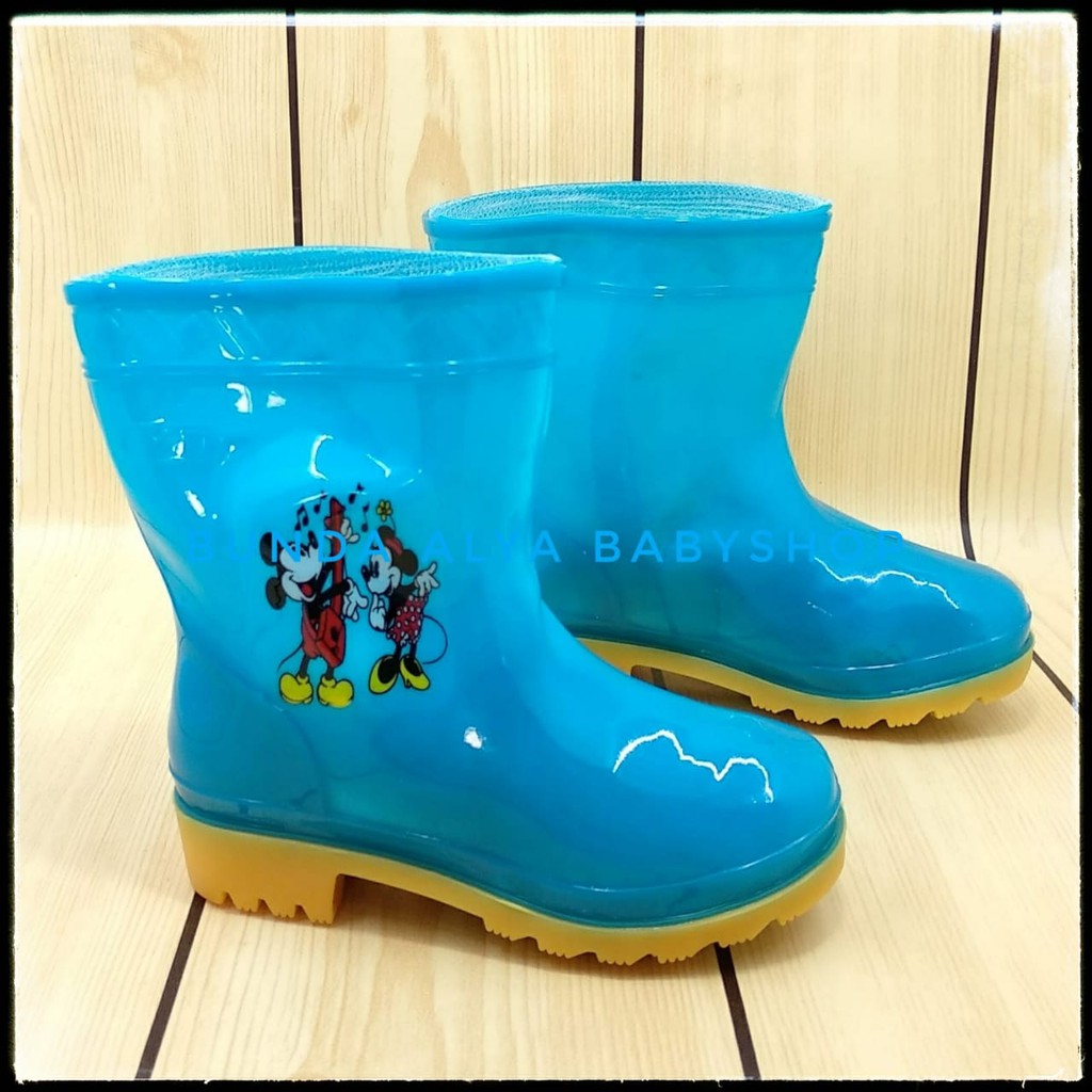 Sepatu Anak Laki Boot Hujan Usia 2 3 Tahun Motif Kartun Lucu - Sepatu Boot Hujan Anti Air BIRU MUDA Boots Hujan Anak