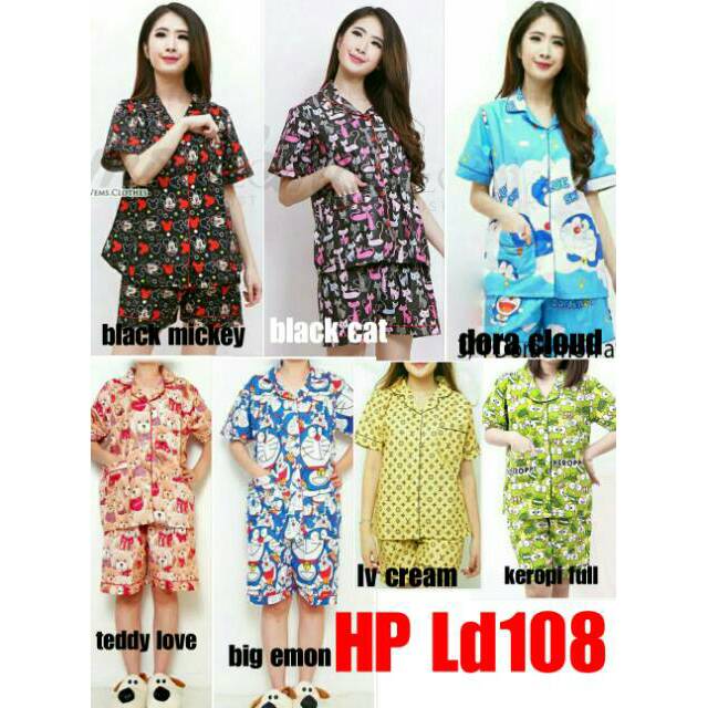 KP Ld108 Piyama HP Fit XL Dewasa HK MARY CAT DORAEMON 