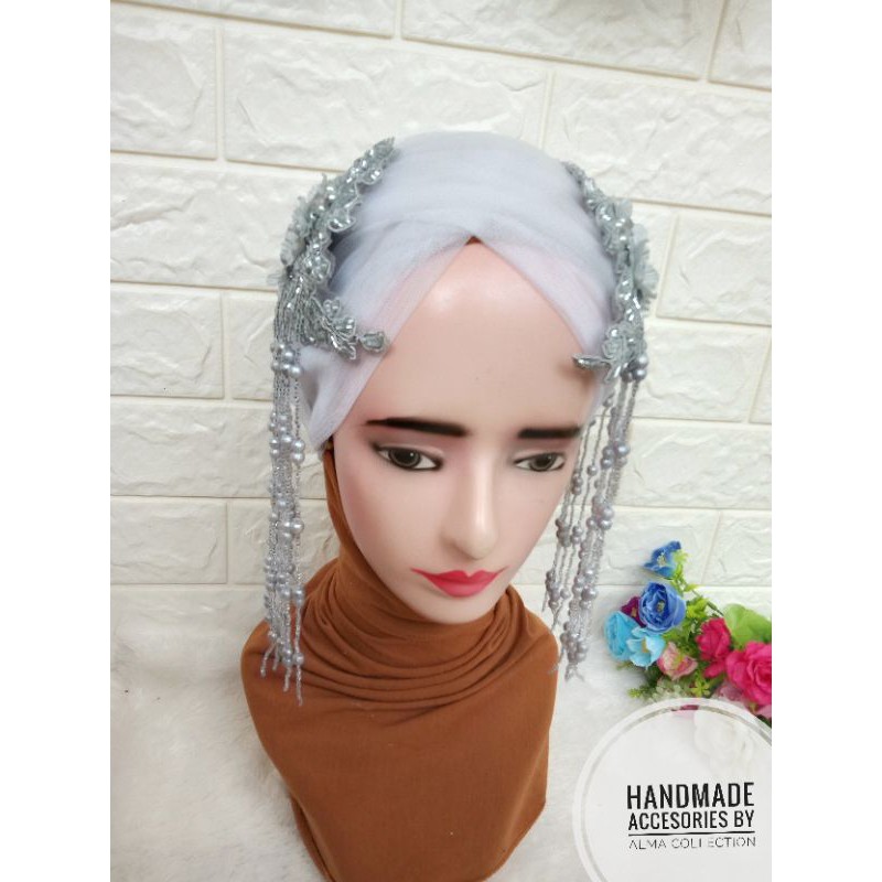 headpiece juntai rumbai full payet