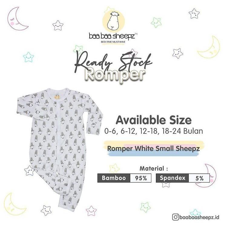 BBS BAMBOO ROMPER SMALL SHEEP WHITE