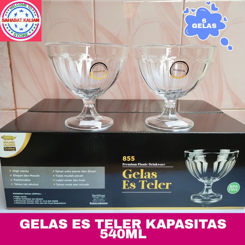 (6 PCS) GELAS ES TELER GOLDEN DRAGON 855 540ML