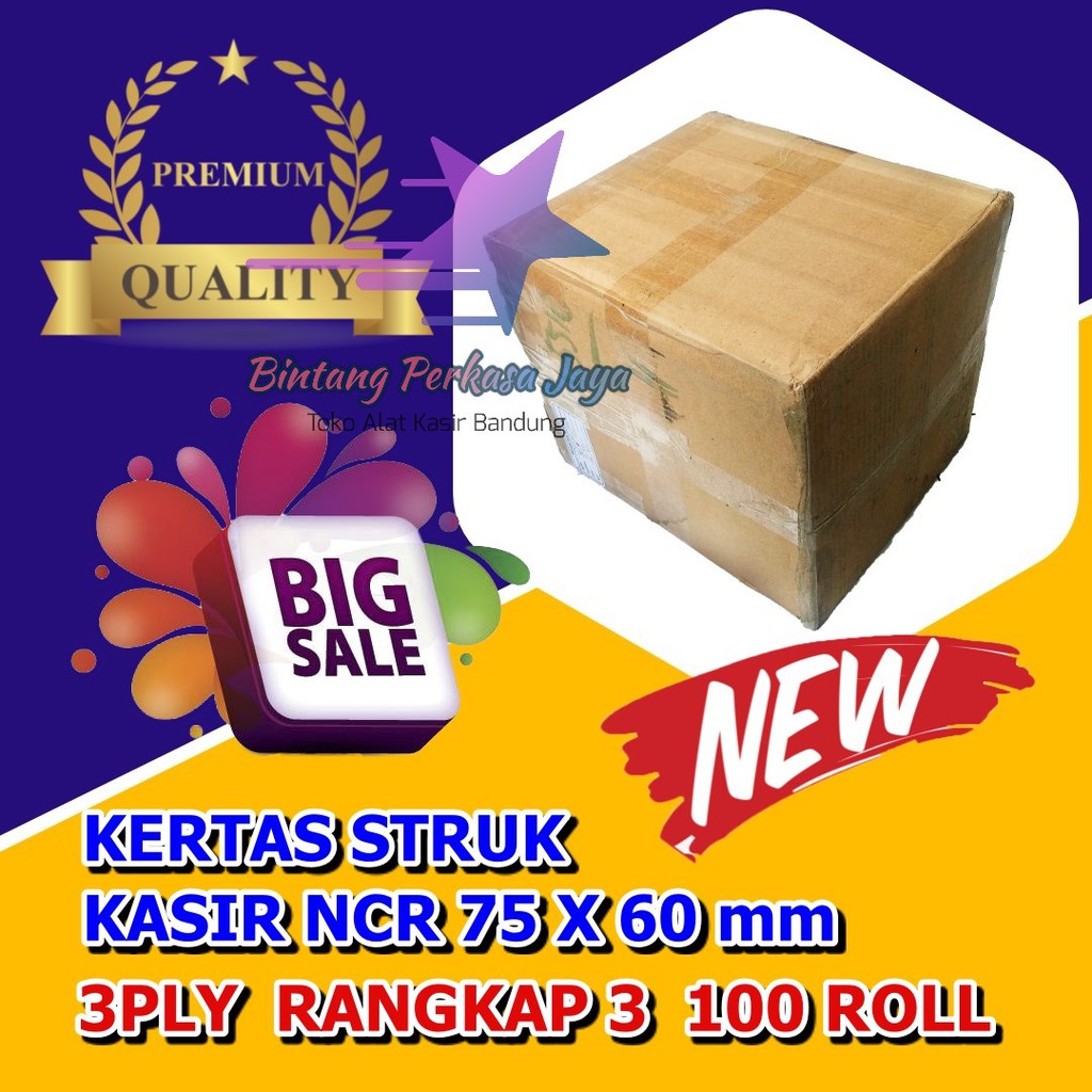 

KERTAS STRUK KASIR NCR 75 X 60 mm - 3PLY - RANGKAP 3 - 3 PLY 100 ROLL