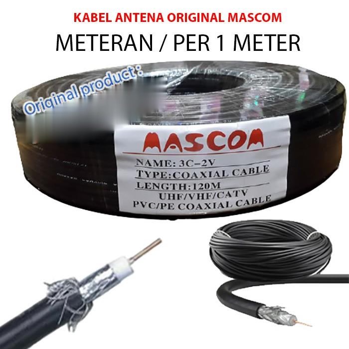 KABEL ANTENA METERAN 1METER ORIGINAL MASCOM ANTEN KUALITAS BAGUS UNTUK TV / PARABOLA 1M 1 Meter