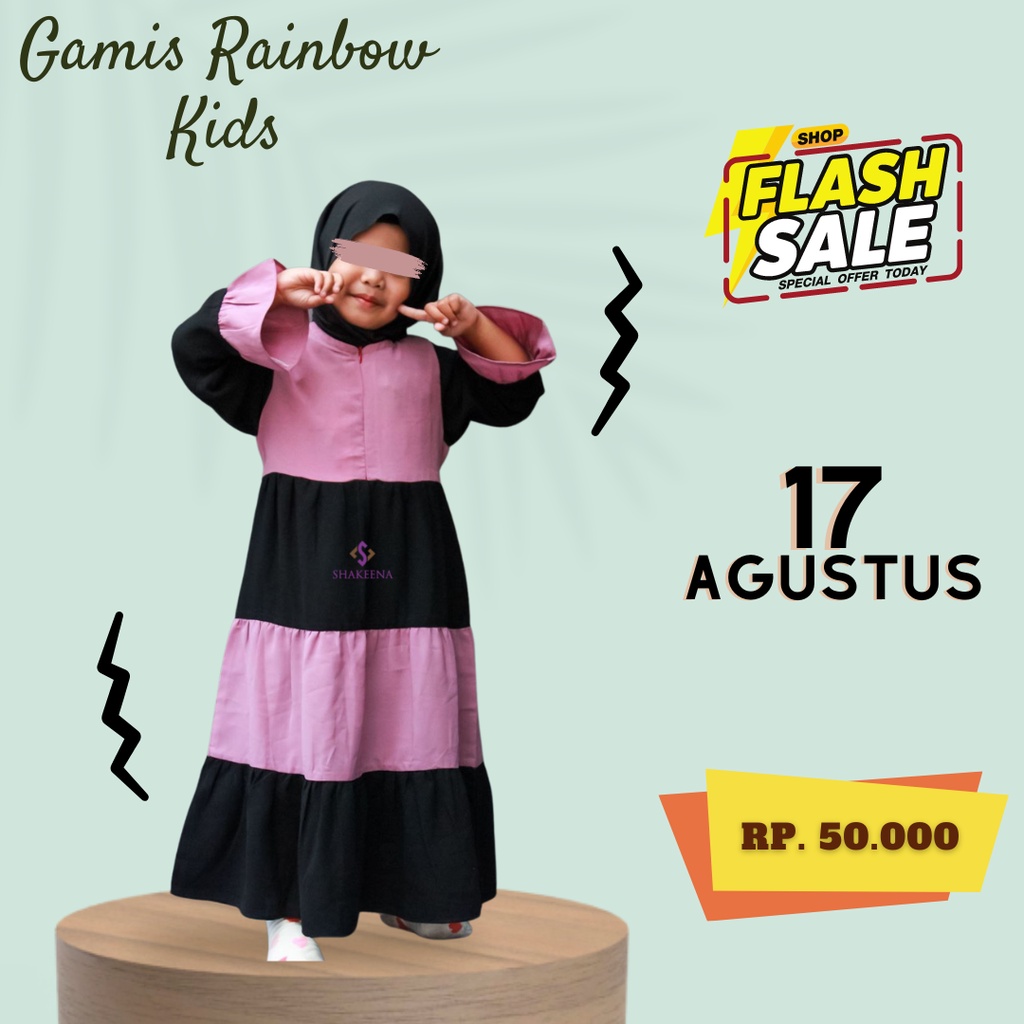 Dress anak usia 4 tahun rainbow