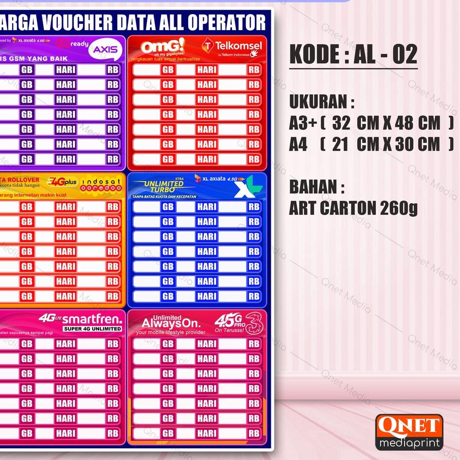 

5.5 HARGA GROSIR POSTER PAKET DATA ALL OPERATOR + LAMINASI GLOSSY