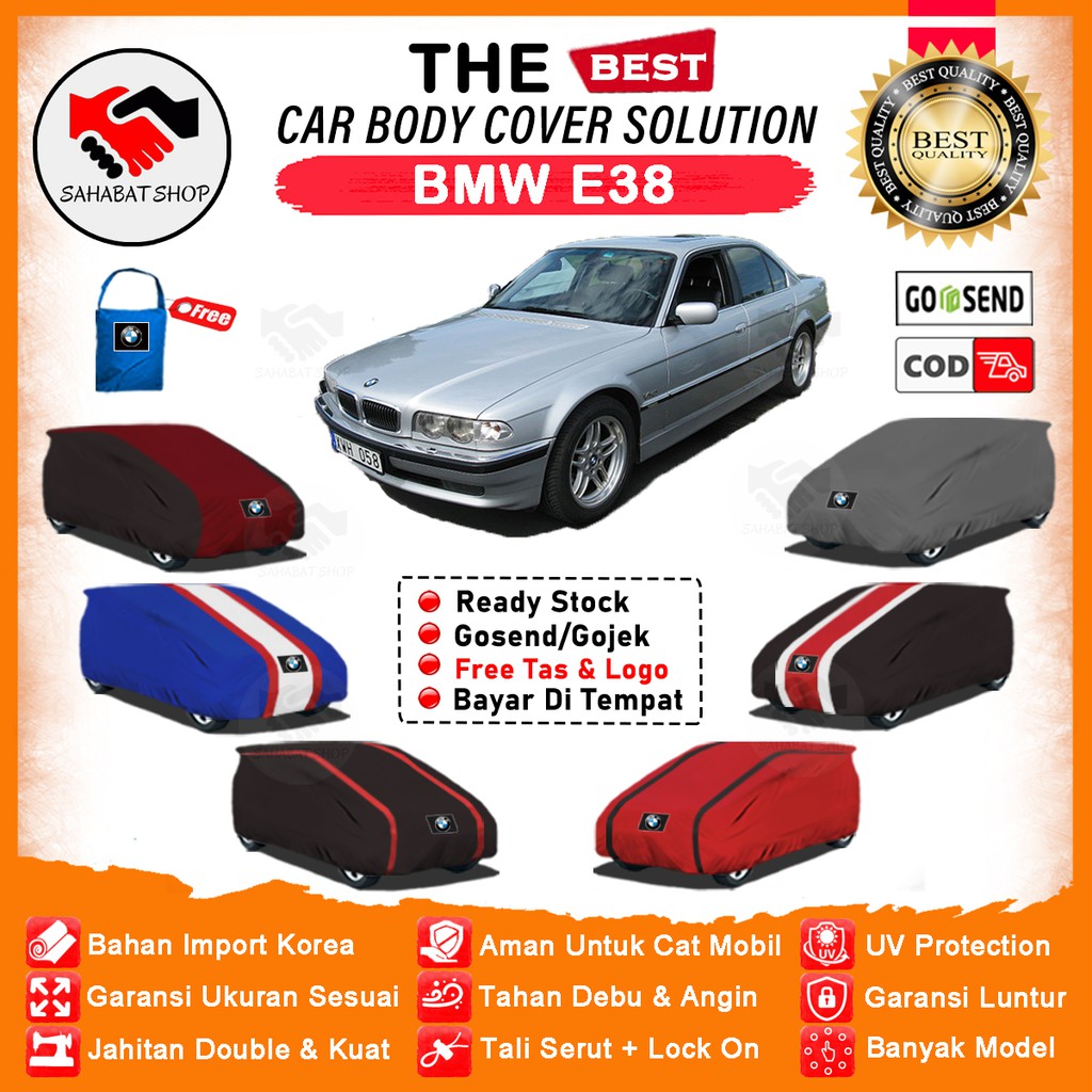 Sahabat Body Cover Mobil BMW E-38 / Sarung Penutup BMW Seri 7 E38 Outdoor / Selimut Jas Pelindung Mantol Mantel Tutup Kerudung Kelambu Terpal Bungkus Tutupan Kerodong Pembungkus Mobil Sedan BMW E38 Waterproof Anti Air Model Orange