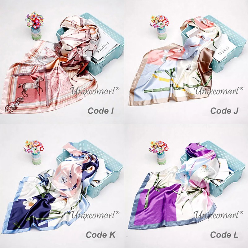 Hijab Satin Silk Scarf Syal Shawls Scarves 90x90cm