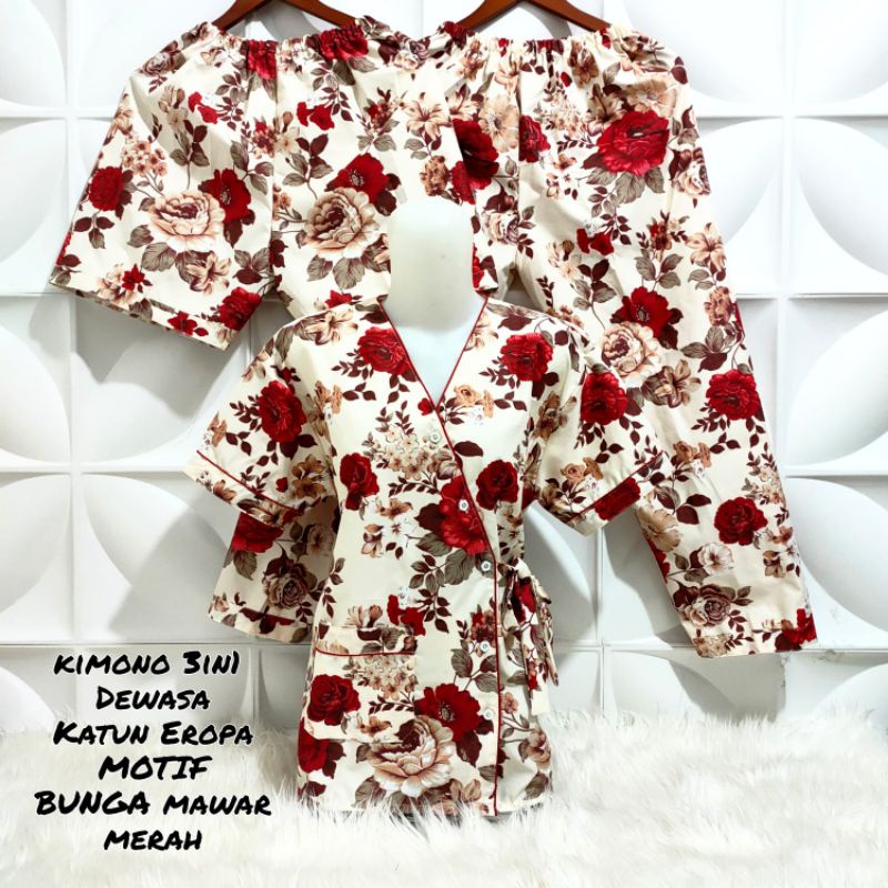 PIYAMA KIMONO 3IN1 DEWASA MOTIF BUNGA