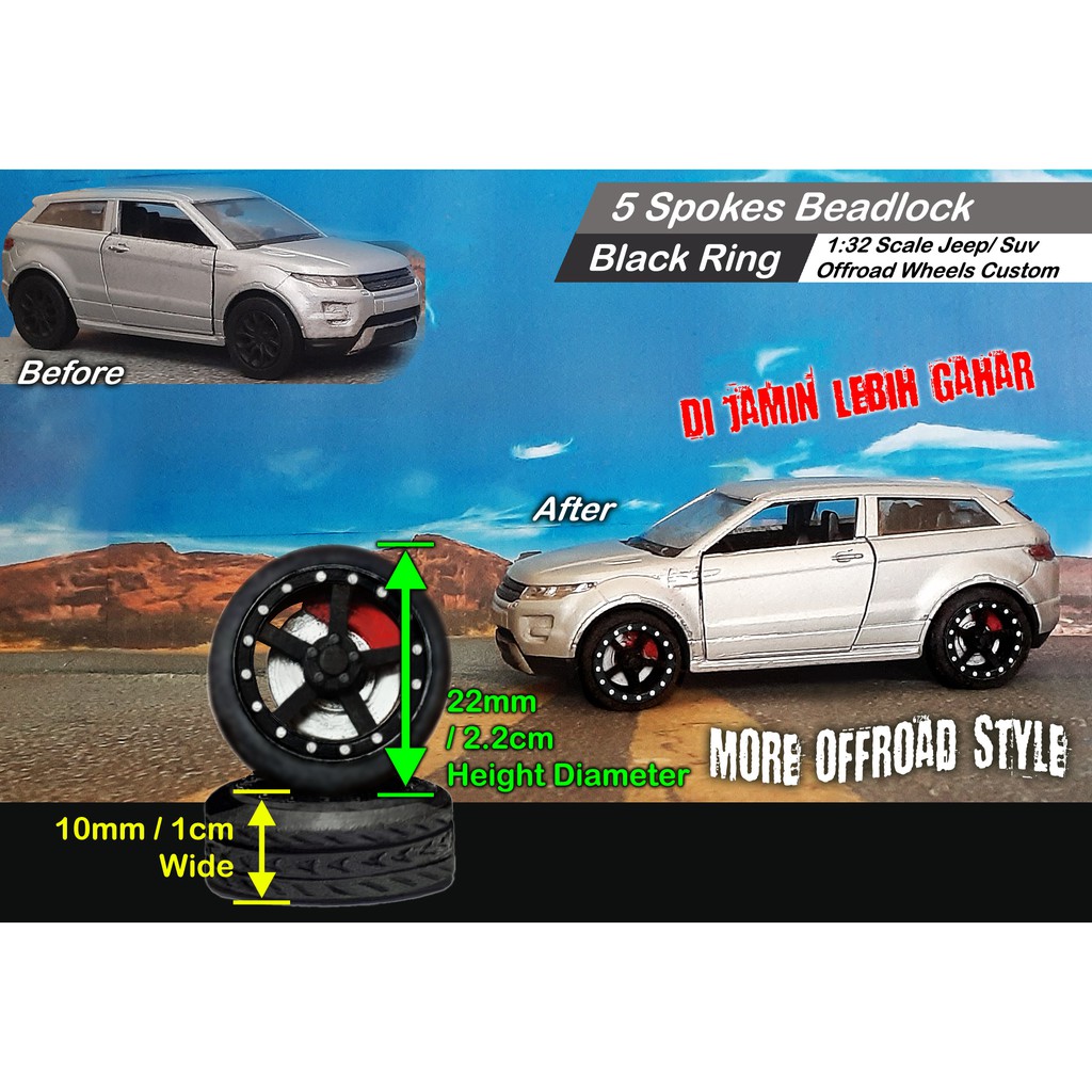 Velg Ban Custom Scale 1/32 5Spokes Offroad Beadlock  Jeep &amp; SUV
