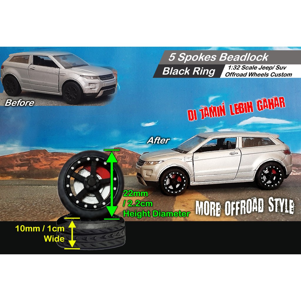 Velg Ban Custom Scale 1/32 5Spokes Offroad Beadlock  Jeep & SUV