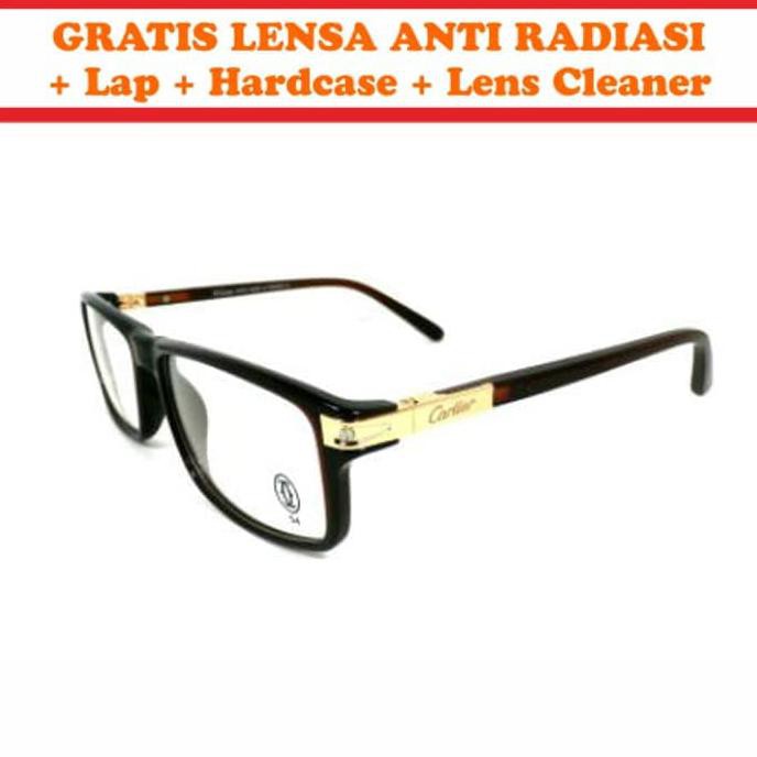 ORIGINAL  Frame Kacamata Korea Anti Radiasi Wanita CARTIER Hitam (Frame+Lensa)