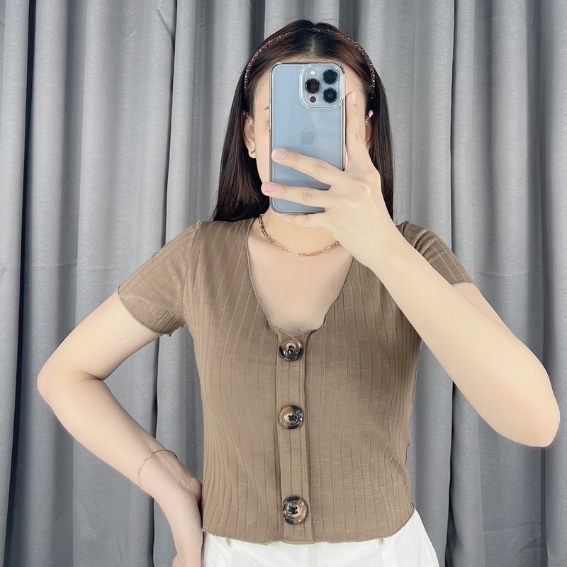 Shelby button crop top 061 | Crop top korea button | atasan wanita crop