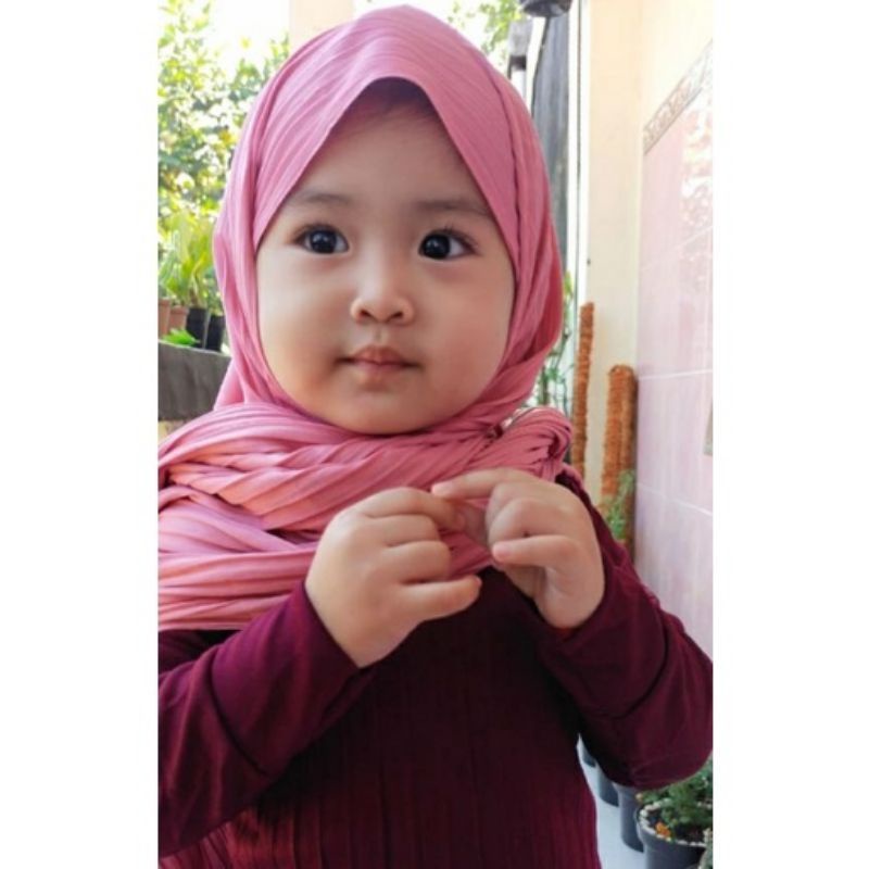 Kerudung Pashmina Plisket anak instant Premium 3th - 6 tahun terbaru | jilbab lucu bayi Perempuan sekolah instan tk 4 - 5 thn | hijab Tanggung baby sd bahan jersey lembut adem |Fashion