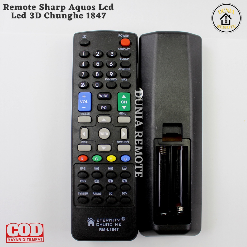 Remote Sharp Aquos LCD LED 3D Chunghe 1847 MULTIFUNGSI tanpa setting