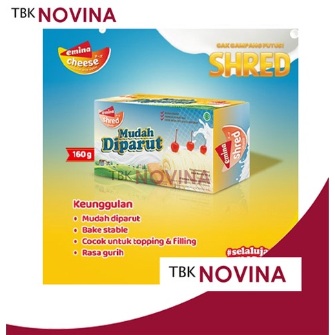 KEJU EMINA SHRED 160Gram Kemasan Asli / EMINA MOZZARELLA / KEJU MOZARELA