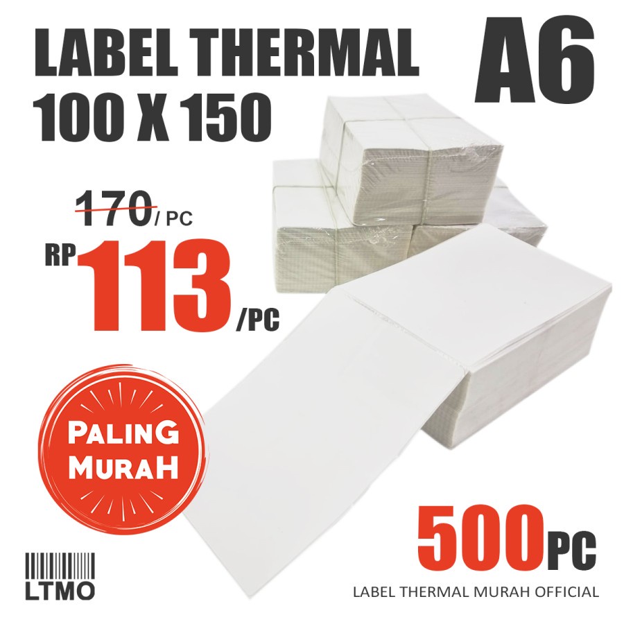 Label Barcode CF MURAH 100 x 150 A6 kertas stiker thermal 500 pcs