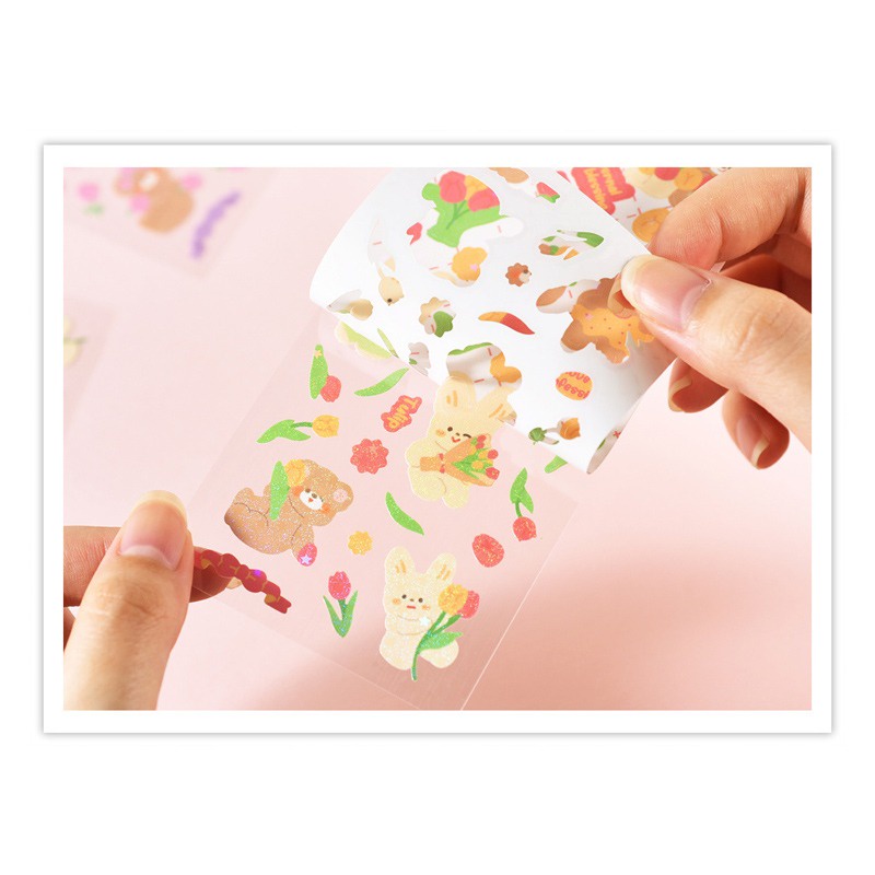 Bunny Bear Buddy Diary Deco Stickers - Stiker Dekorasi Agugu