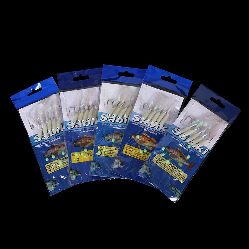 5 Pcs / Set Kail Pancing Luminous Bahan Carbon Steel Untuk Memancing Di Laut