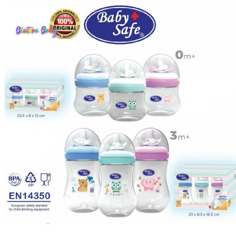 Baby Safe WN05 250ml Wide Neck / Botol susu Baby Safe Motif wideneck / Botol Susu Bayi Baby Safe Motif