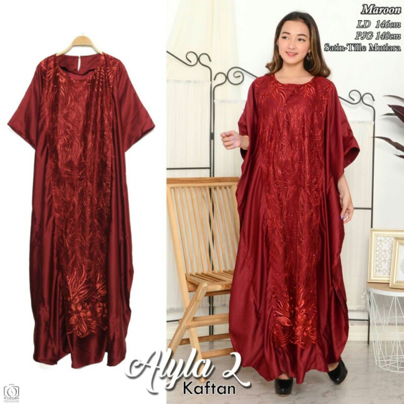 funie alyla kaftan bahan valvet kombinasi tule