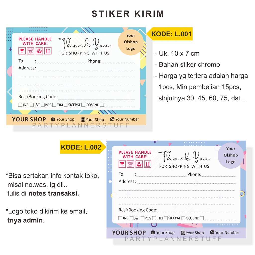 

Stiker pengiriman - stiker alamat - label stiker pengiriman online shop - stiker kirim floral cantik