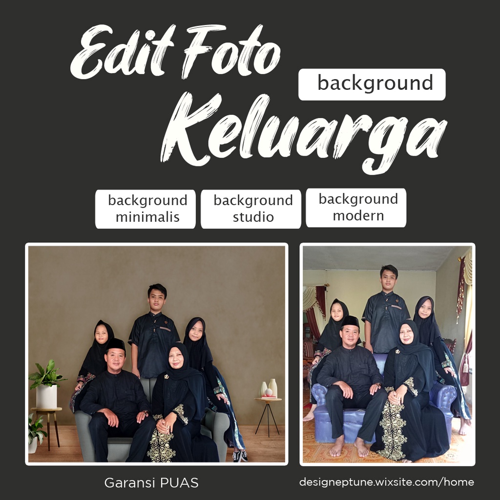 edit foto keluarga ganti background latar belakang photo studio