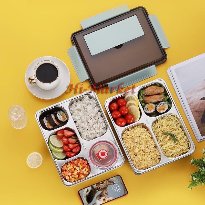 BEKAL MAKAN STAINLESS/TAHAN PANAS BENTO LUNCH BOX/ KOTAK MAKAN TERSEDIA 4SEKAT &amp; 5SEKAT DAN TAS BEKEL